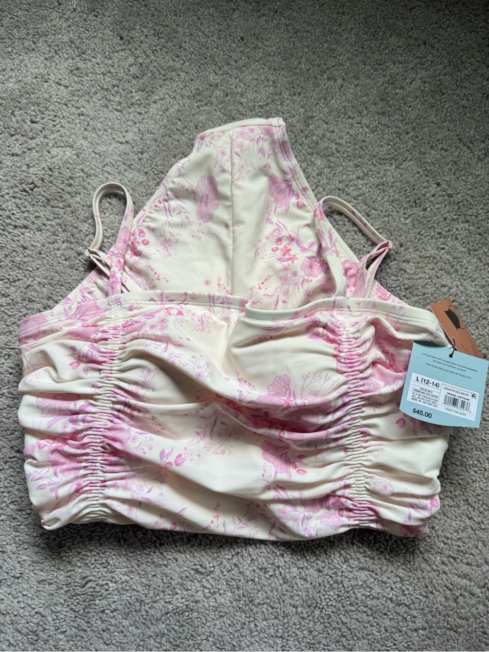 Shade & Shore Pink Floral Ruched One-Piece NWT - Picture 7 of 8